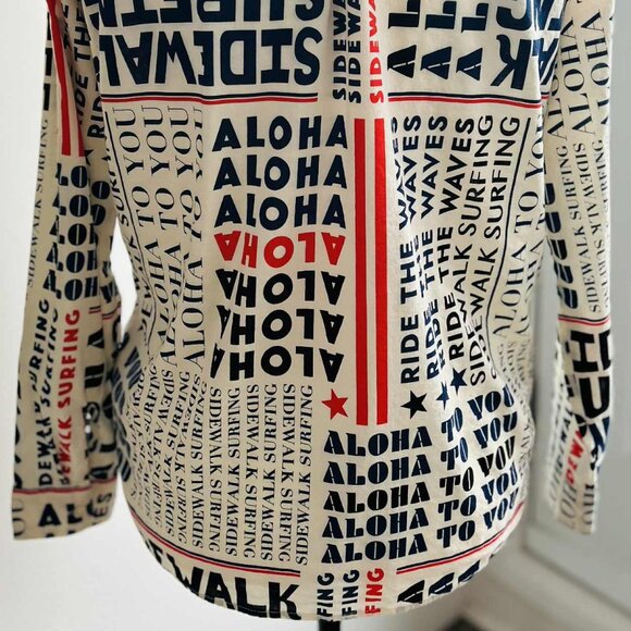 Scotch & Soda Typographic Aloha Print Cotton Viscose Button-Down Shirt – US S - Picture 7 of 13